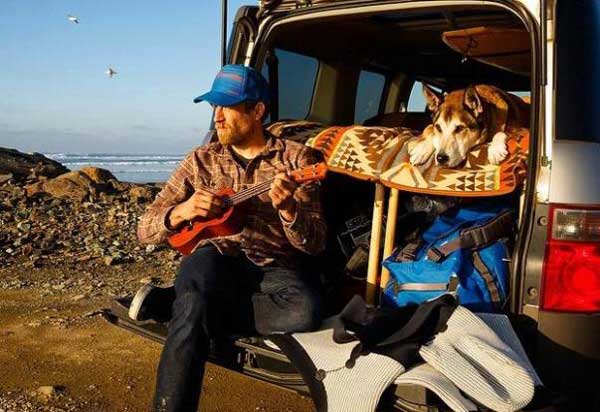 Denali and Ben Moon in van