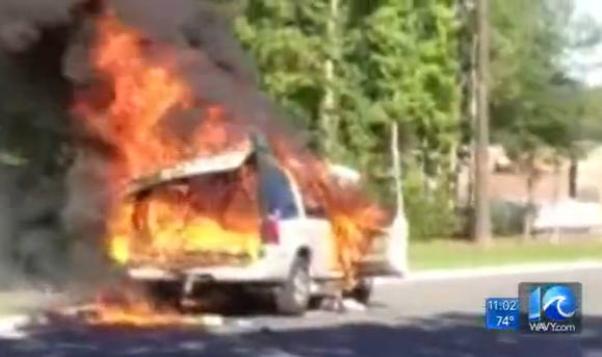 burning car chesapeake dog show